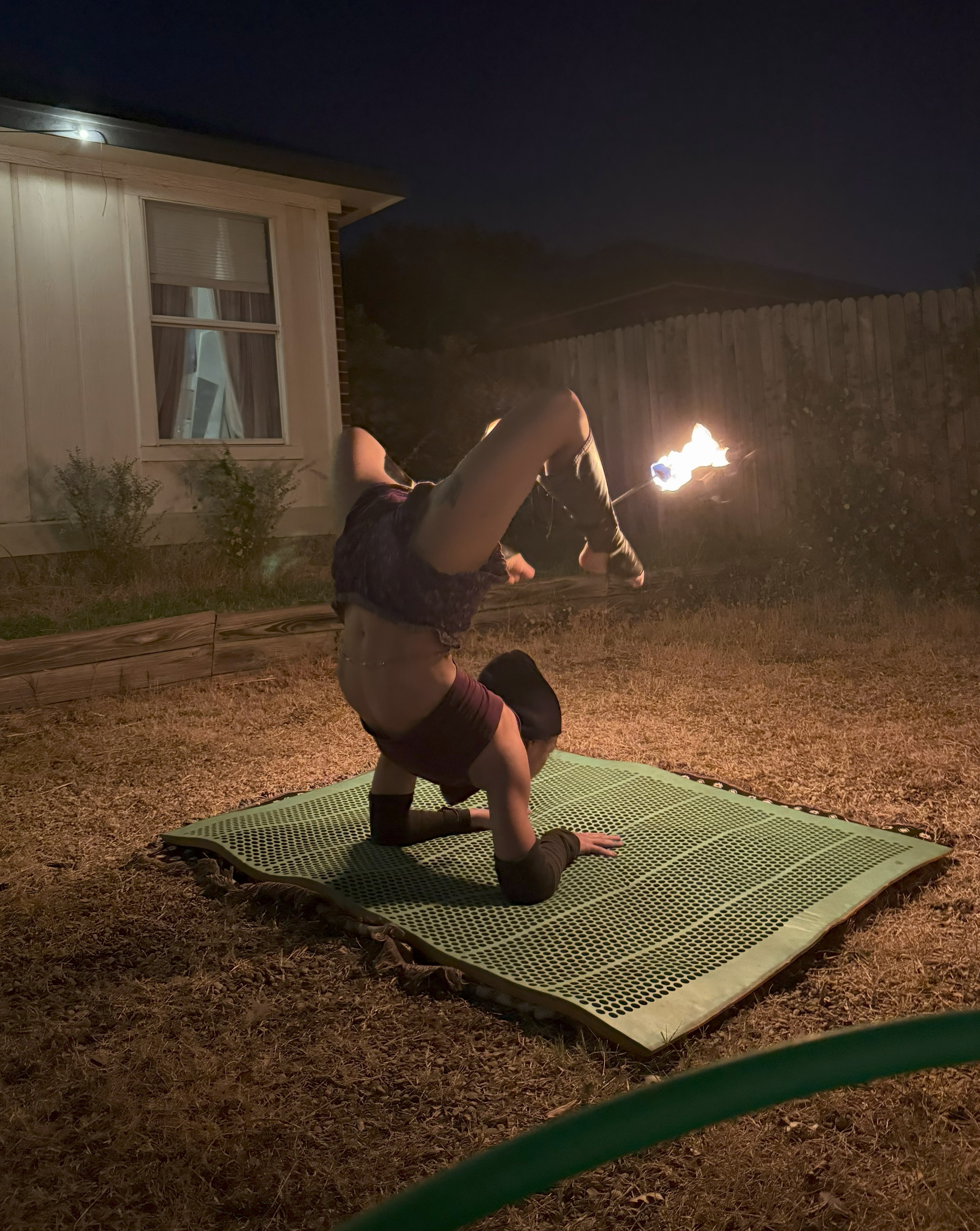 Darya Devotion professional fire and aerial performer Austin Texas