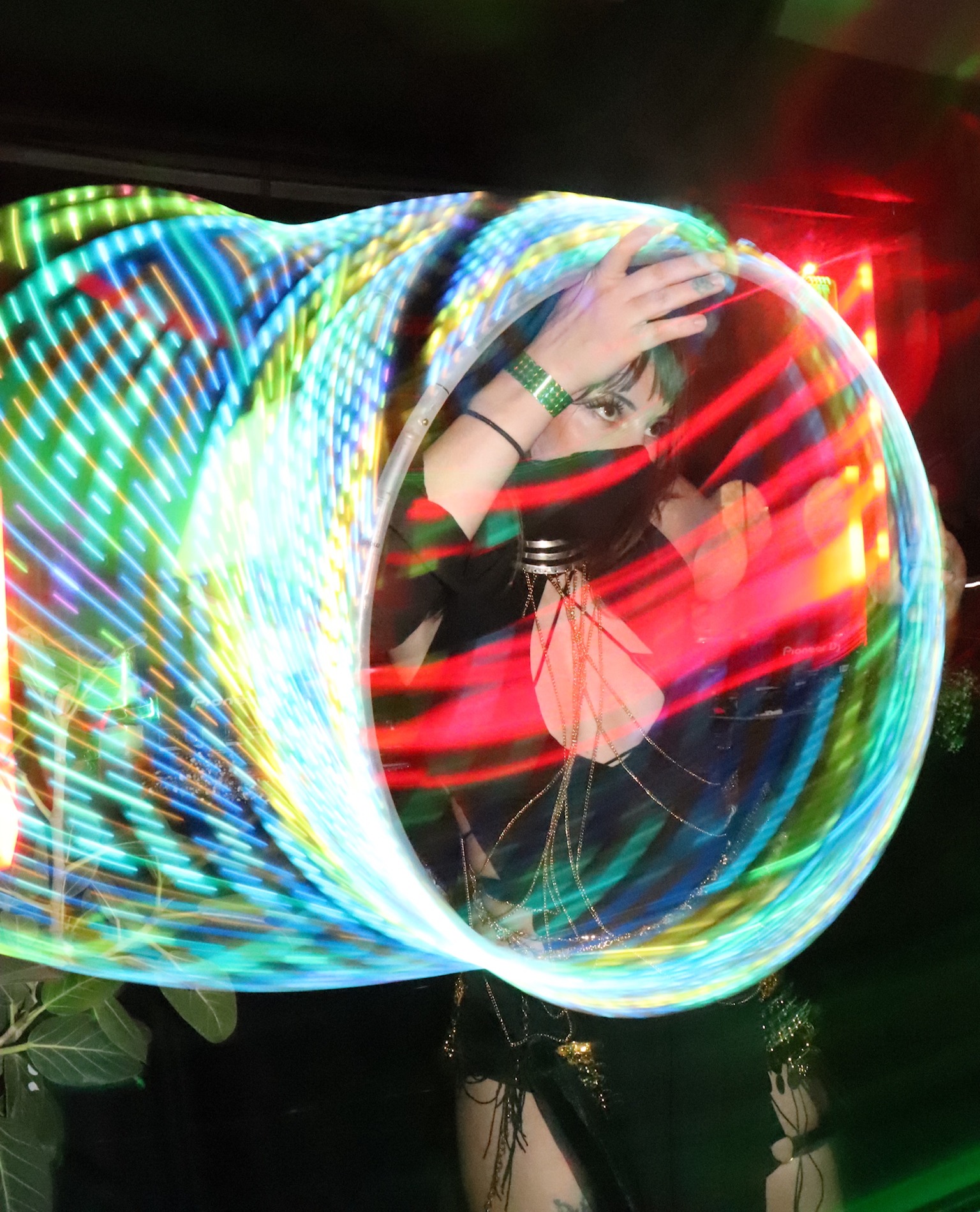 Darya Devotion aerial performer on lyra hoop Austin Texas